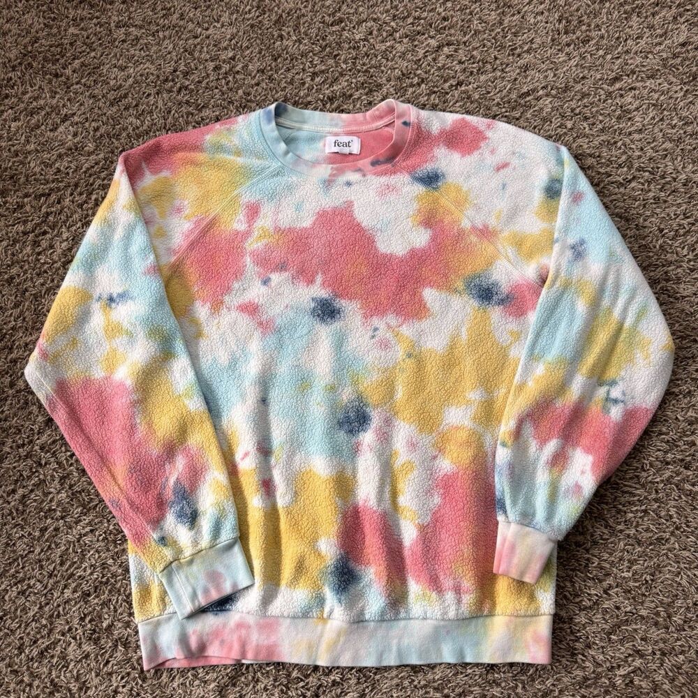 Feat Blanket Blend Tie Dye Rainbow Hooded Sweatshirt Unisex Size 1